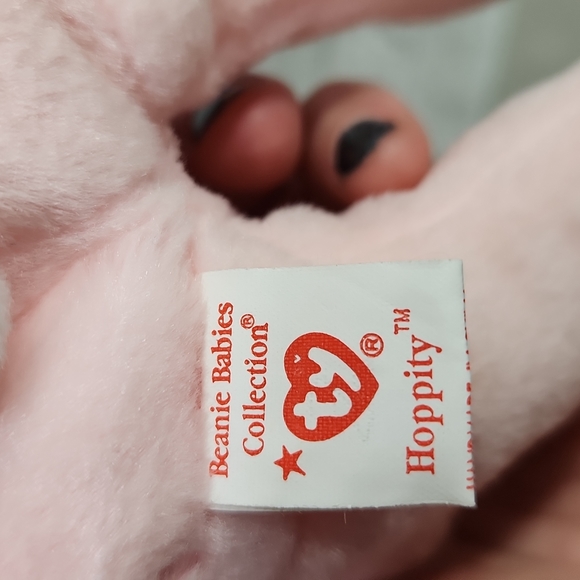 🕸Vintage Beanie Baby Hoppity The Rabbit 1996 Series Tag Errors P.E. PELLETS - Picture 9 of 10